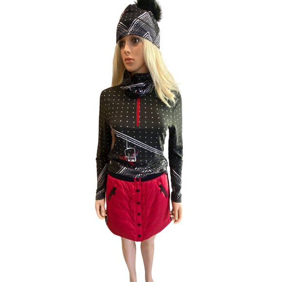 NWT Alp N Rock Valentina Womens Skirt Ski Apres Red Black Small MSRP$329 - Picture 4 of 17